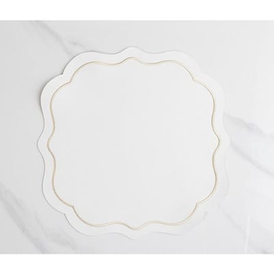 Tafelkleed Borduurwerk Westers Restaurant Tafelonderlegger Tafelmat PVC Geborduurd Onderlegger Hittebestendig Onderlegger Waterdicht en Oliebestendig  2pcs wit