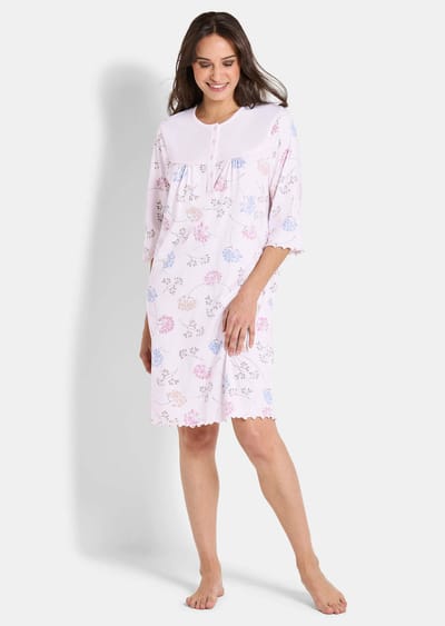 Nachthemd met bloemenmotief - rosé / gedess. - Gr. 18/19 van Goldner Fashion