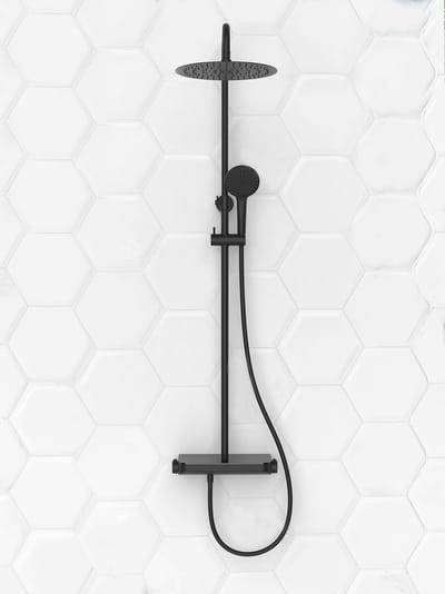 Wiesbaden Tondell Thermostatische Regendoucheset met Planchet - Mat Zwart