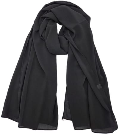 Lange dames chiffon sjaal Atie-ton sur ton lijnpatroon-effen zwart-omslagdoek-stola