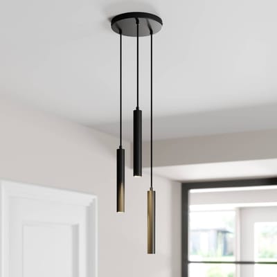Arcchio LED hanglamp Franka, 3-lamps, Ø 24 cm, zwart