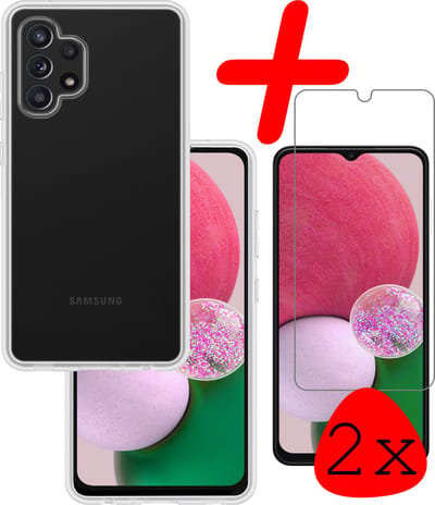 Hoesje Met 2x Screenprotector - Geschikt voor Samsung Galaxy A13 4G - Sterk & Shockproof - Back Cover - Siliconen Case - Telefoon Hoes - Transparant