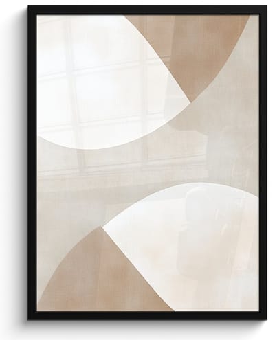 Poster in lijst - Fotolijst 50x70 cm - Posters - Bruin - Japandi - Abstract - Posterlijst zwart - Decoratie - Wanddecoratie woonkamer - Muurdecoratie slaapkamer
