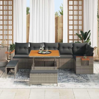 vidaXL - Tuinbank - Set - 11 - st - 9-Aantal - zitplaatsen - Grijs - poly - rattan
