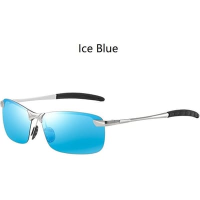 Klassieke Metalen Mannen Gepolariseerde Zonnebril Mode Rijden Vissen Halve Frame Retro Zonnebril Luxe Designer Brillen UV400 blue