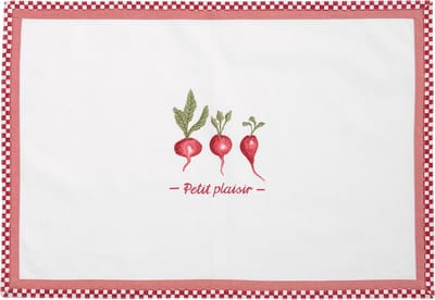 Clayre & Eef Placemats (set v 6) PPL40 48*33 cm Wit, Rood Katoen Rechthoek Tafelmat
