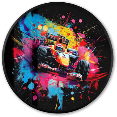 Poster in lijst Rond - Fotolijst 60x60 cm - Posters - Graffiti - Sport - Auto - Formule 1 - Autosport - Ronde posterlijst zwart - Decoratie - Wanddecoratie woonkamer - Muurdecoratie slaapkamer