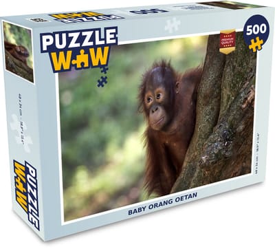 Puzzel Baby - Orang oetan - Boom - Legpuzzel - Puzzel 500 stukjes