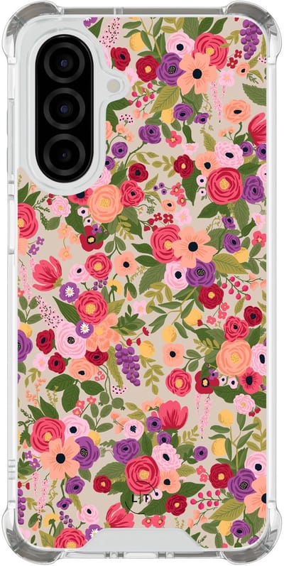 Shockproof hoesje - Geschikt voor Samsung Galaxy A26 - Floral garden - Extra sterke case - TPU/polycarbonaat - Bloemen - Roze, Transparant