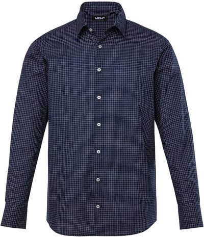Men Plus - Heren - Geruit overhemd lange mouwen Kentkraag Comfort Fit - Donker koningsblauw - Maat 7XL