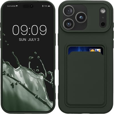 kwmobile telefoonhoesje geschikt voor iPhone 17 Pro Max - Hoesje met pasjeshouder - TPU case in donkergroen