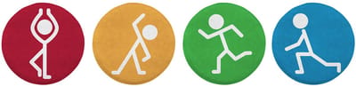 Speelkleed bewegen cirkels set 1 - speelmat multicolor karton 4 stuks.
