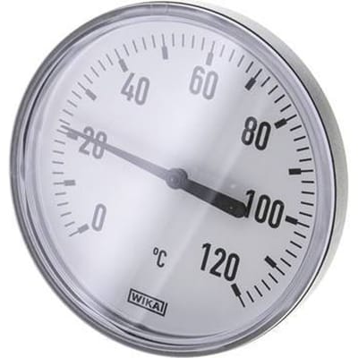 0 tot +120°C Plastic Bimetalen Thermometer 100mm Behuizing 60mm Dompelbuis met Thermowell - TBLRP-120-100-60-TW