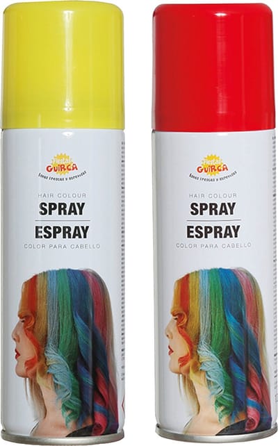 Fiesta Guirca Carnaval verkleed haar verf/spray - rood en geel - spuitbus - 125 ml
