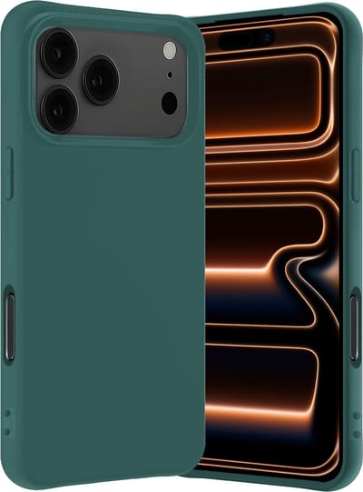 Hoes - Geschikt voor Apple iPhone 17 Pro Max / 18 Pro Max - Sterk & Shockproof - Hoesje Cover - Siliconen Case - Donkergroen
