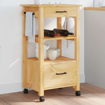vidaXL - Keukentrolley - MONZA - 48x40x88,5 - cm - massief - grenenhout