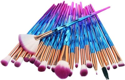 Scoby - Diamond Make-Up Kwastenset - Foundation en Oogschaduw Brushes - Beauty Penseel - 20 Stuks - Blauw