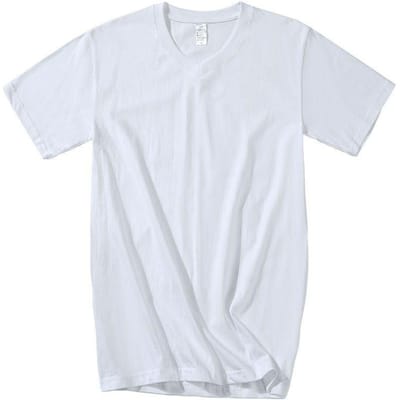Dikke Puur Katoen V-hals Korte Mouw Sweetheart Kraag Onderstuk Halve Mouw Rechter Schouder T-shirt voor Mannen en Vrouwen Los M wit