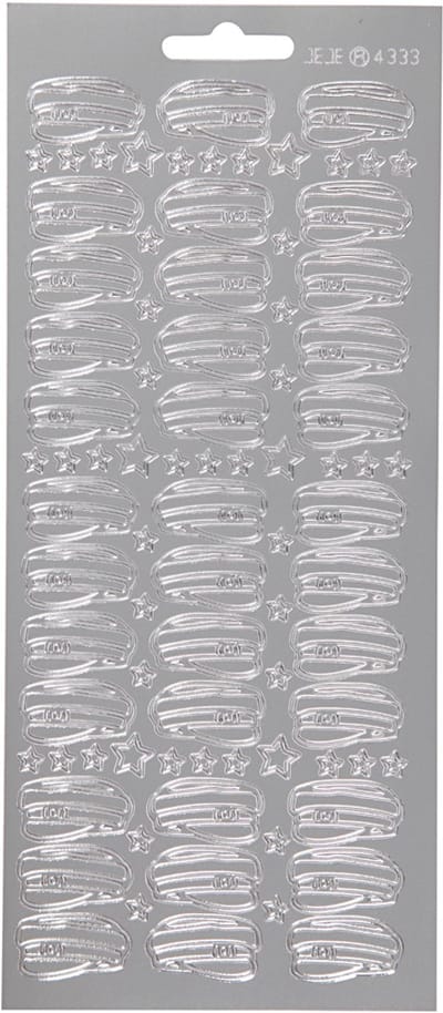 Stickers, hoed, vel 10x23 cm, zilver, 1 vel