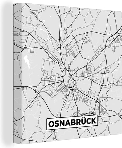 Canvas Schilderij Stadskaart - Duitsland - Plattegrond - Osnabrück - Kaart - 20x20 cm - Wanddecoratie