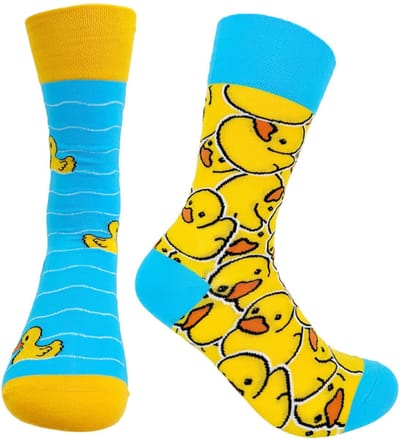Tutti Footi - Sokken met Badeendjes - Twee verschillende Sokken Maat 36-41 - blauw/geel/eendjes/grappig/dames