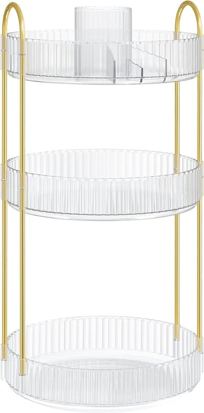 Roterende Make-up Organizer - 3 Niveaus Cosmetische Opslag - Transparante Kaptafel Organizer