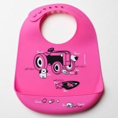 Modern Twist Farm Buddies Slabbetje met Opvangbakje - Pink