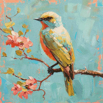 MyHobby Borduurpakket - Kleurrijke vogel 60x60 cm - Aida borduurstof 5,5 kruisjes/cm (14 count) - Telpatroon - Borduurgaren - Borduurnaald - Handleiding - Voor Beginners & Gevorderden - Complete borduurset