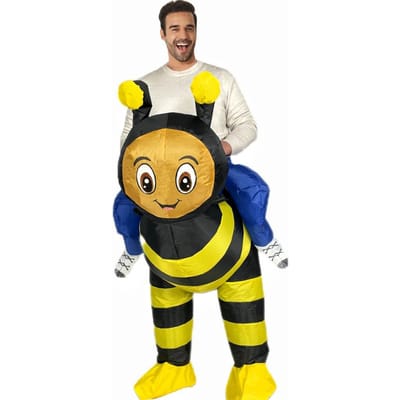Grappig wesp opblaaskostuum, voor volwassenen 150-190cm geel