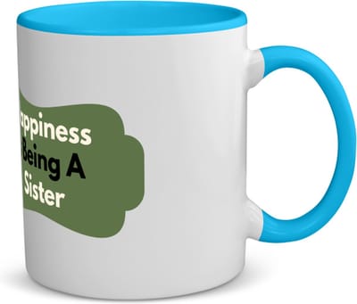 Akyol - happiness is being a sister koffiemok - theemok - blauw - Zus - de liefste zus - verjaardag - cadeautje voor zus - zus artikelen - kado - geschenk - 350 ML inhoud