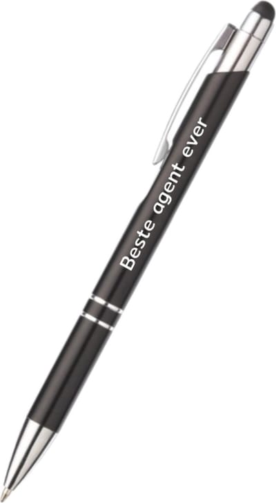 beste agent ever pen - zwart - gegraveerd - Beroepen - beste agent ever - collega - pen met tekst - leuke pennen - grappige pennen - werkpennen - stagiaire cadeau - cadeau - bedankje - afscheidscadeau collega - welkomst cadeau - met soft touch