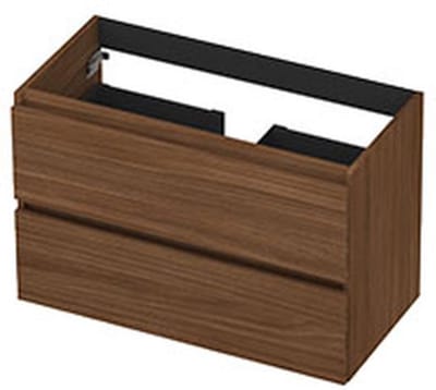 INK - Onderkast 2 Laden Greeploos met Houten Keerlijst - 800x400x520 Mm - Warm Walnoot