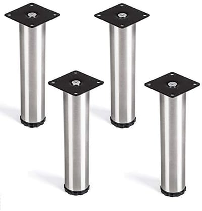4 stuks SOTECH meubelpoot Lukas, RVS geborsteld, rond, diameter: 42 mm, hoogte: 200 mm, verstelbaar