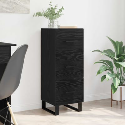 vidaXL - Dressoir - met - lade - Zwart - Eiken - 34,5 - x - 34 - x - 90 - cm