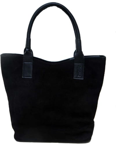 Laimbock lederen en suede shopper | damestas | tas leer zwart 33 x 36 cm