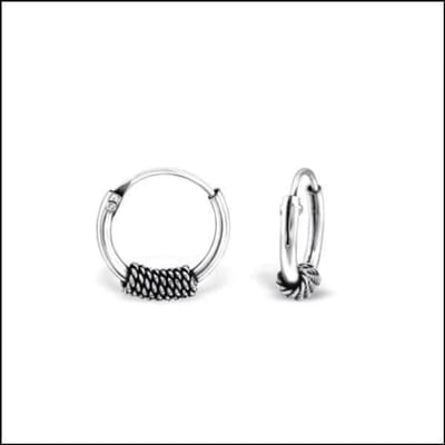 Aramat Jewels | Oorringen | 925 Zilveren Bali Oorringen Geoxideerd - Etnisch Design | 10mm / Leeuwarden | |2mm | Zilver | Kinderen, Volwassenen | Verkleurd niet