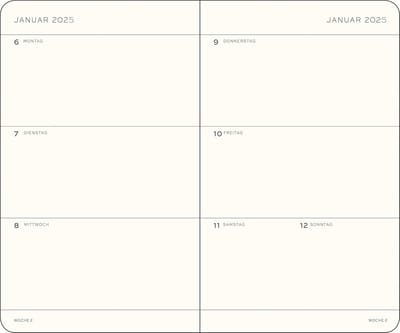 Weekkalender A5 2025 - 12-Maanden Planner met Softcover - Gelinieerd - Salie