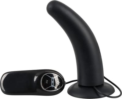 You2Toys – Siliconen Anale Vibrator met Kromming – Geschikt voor Voorbind Harnas – Zwart