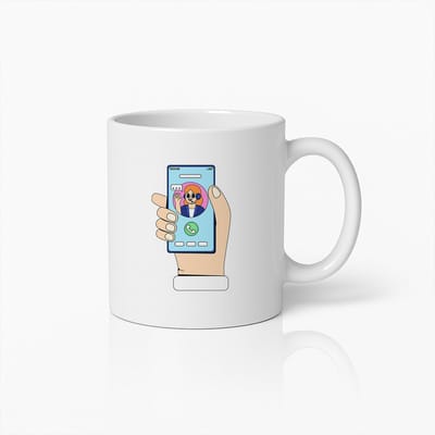 Trendy Video Bellen Mok – Schattig Handheld Smartphone Ontwerp – Perfect Cadeau voor Thuiswerkers en Techfans – Hoogwaardige 330ml Keramische Beker