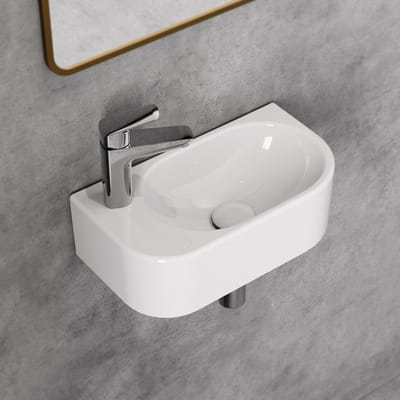 HOROW Toiletfontein - Wandmontage - Keramiek Toilet Wasbak - Glans Wit - 40x22x11 cm - Kraangat Links