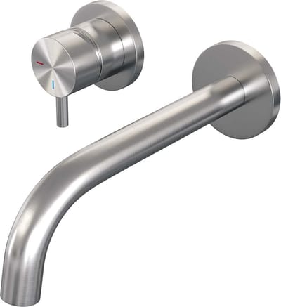 Brauer Brushed Edition inbouw wastafelmengkraan met gebogen uitloop en rozetten model B2 RVS geborsteld PVD