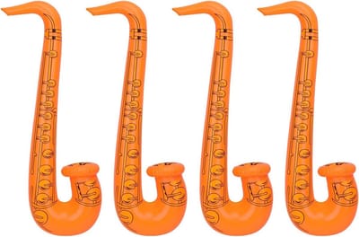 Opblaasbare Gitaar - Muziek Speelgoed - Feest Decoratie - Eenvoudig Op te Blazen - 75 cm Hoog - Oranje