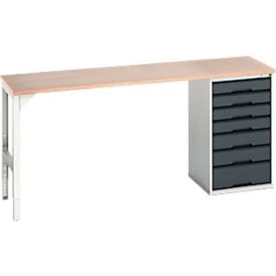 Onderzetter Bott verso, multiplexplaat, 7 laden, B 2000 x D 600 x H 930 mm, lichtgrijs / antracietgrijs