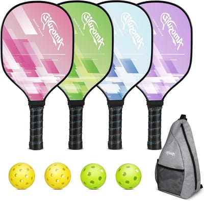 Pickleball Set - Padel Set - Sport Buiten Spelen - Lindehouten Peddels - Set van 4 - Roze