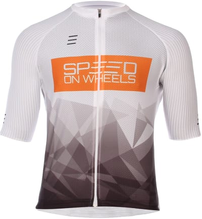 Speed on Wheels - wielershirt Elite, wit/oranje -