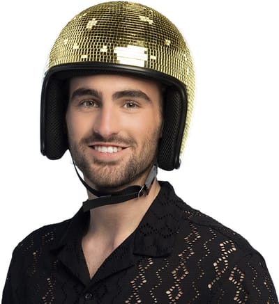 Boland - Helm Disco goud Goud - 61 - Volwassenen - Unisex - Carnaval - Foute party - Themafeest