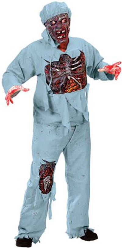 KIMU® Kostuum Zombie Chirurg Blauw Dokter Pak - The Walking Dead Zombiepak Met Masker Halloween - Skelet Horror Verpleger Verpleegster Ziekenhuis Eng Geest Festival