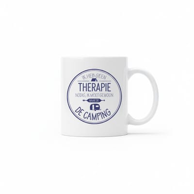“Ik Heb Geen Therapie Nodig, Ik Moet Gewoon Naar de Camping” Mok – Grappige Outdoor Tekst – Witte Keramische Koffiemok 330 ml