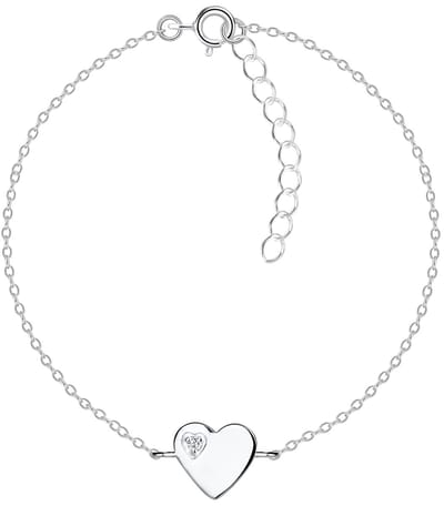 Joy|S - Zilveren hartje armband - 15 cm + 3 cm - zirkonia - tiener / kinderarmband