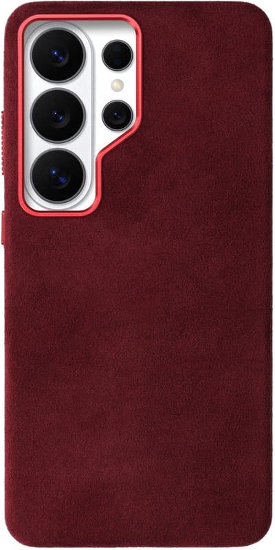 Rosso Avanti Hoesje Geschikt voor Samsung Galaxy S26 Ultra | Compatibel met MagSafe / Qi2 | Echt Italiaans Alcantara | Back Cover | Beschermhoes | Burgundy